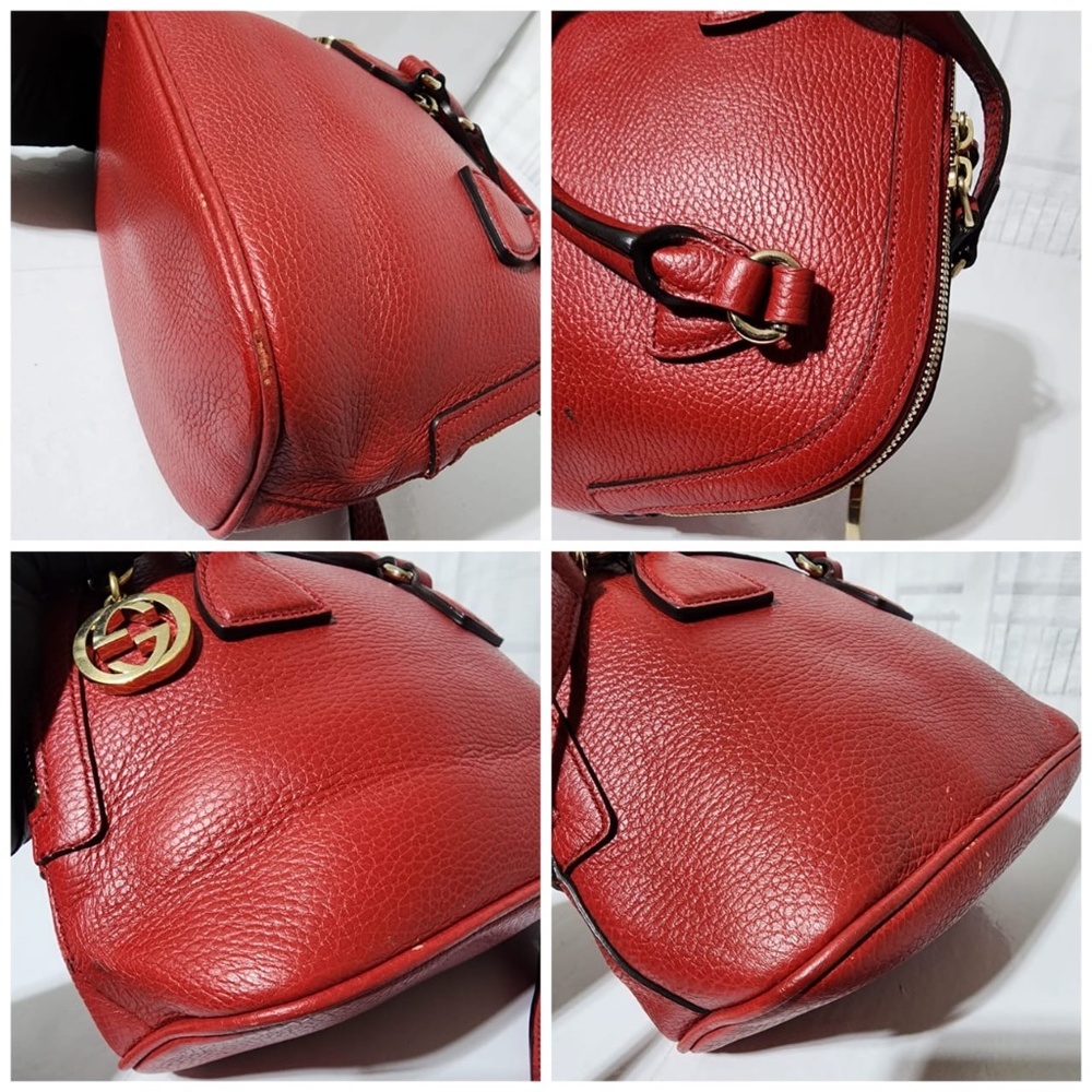 Authentic GUCCI Dollar Calfskin Small GG Charm Dome Bag Red - Picture 11 of 14